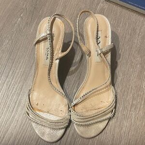 Shimmering Silver Strappy Heels